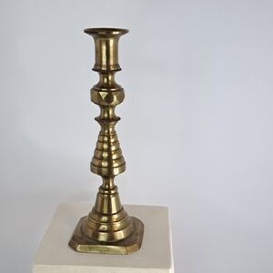 Victorian 1890s Brass English Beehive Candlestick Reg. No 223580